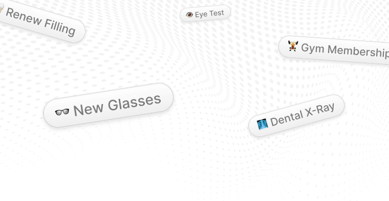 Dental, vision, and gym illustration